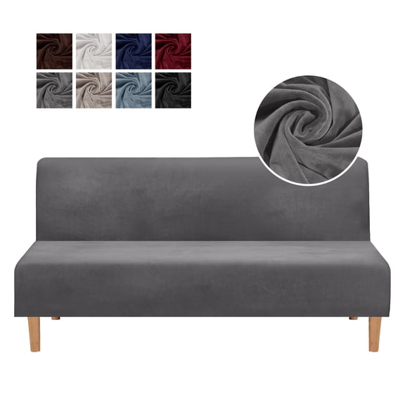 CJC Velvet Armless Sofa Bed Cover Stretch Thick Slipcover Folding Futon Protector, 8 Colors