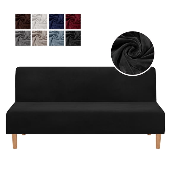 CJC Velvet Armless Sofa Bed Cover Stretch Thick Slipcover Folding Futon Protector, 8 Colors
