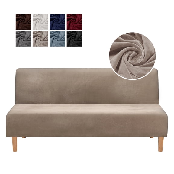 CJC Velvet Armless Sofa Bed Cover Stretch Thick Slipcover Folding Futon Protector, 8 Colors