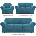 thumbnail image 1 of CJC Velvet Plush Sofa Covers Stretch Couch Covers with Separate Cushion Cover (Peacock Blue, Armchair), 1 of 11