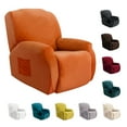 thumbnail image 1 of CJC Velvet Recliner Covers, Stretch Armchair Slipcovers, 4-Piece for 1 Cushion Reclining Sofa, Single Seat Recliner Protector, 10 Colors, 1 of 9