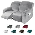 thumbnail image 1 of CJC Velvet Recliner Covers, Stretch Armchair Slipcovers, 6-Piece for Loveseat Reclining Sofa, 2 Seater Recliner Protector, 7 Colors, 1 of 7