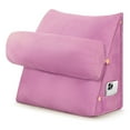 thumbnail image 1 of CJC Velvet Soft Triangular Wedge Pillow with Side Pocket, 3 in 1 Adjustable Bed Reading Pillow Bedrest Lumbar Neck Back Support Cushion, Pink, 1 of 9