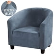 thumbnail image 1 of CJC Velvet Tub Chair Cover, High Stretch Club Chair Slipcover Washable Armchair Sofa Couch Cover for Living Room Club Cafe (Greylish Blue), 1 of 6