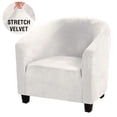 thumbnail image 1 of CJC Velvet Tub Chair Cover, High Stretch Club Chair Slipcover Washable Armchair Sofa Couch Cover for Living Room Club Cafe (Ivory), 1 of 6