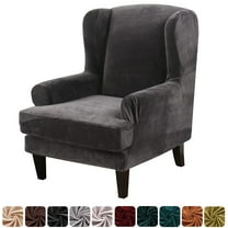 CJC Velvet Wingback Chair Sofa Slipcover 2 Pieces Plush Wing Chair Covers Arm Chair Cover Furniture Protector, 10 Colors