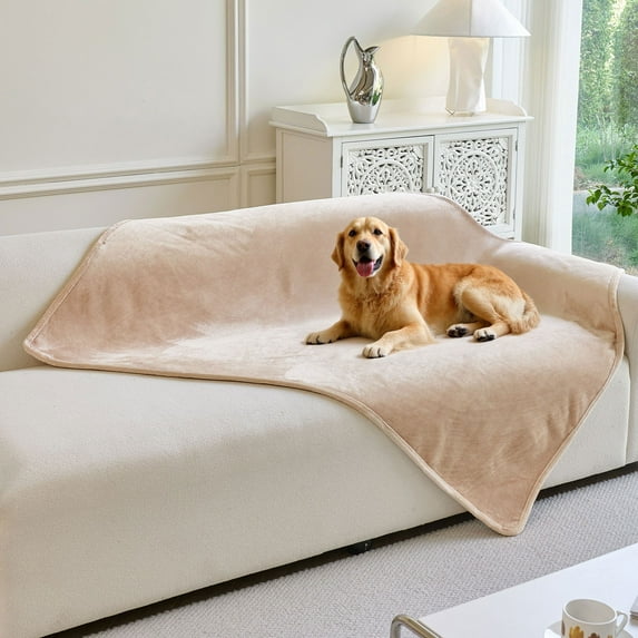 CJC Waterproof Pet Blanket for Bed Couch Sofa, Soft Liquid Pee Proof Blanket for Furniture Protector (Camel, 60'' x 80'')
