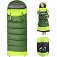 thumbnail image 1 of CJC Wearable Sleeping Bag for Adults and Kids Winter Temp Range (5°F to 50°F) Cold Weather Waterproof Sleeping Bag With Zipper for 3-4 Season Camping Climbing Outdoor, Green, Right zipper, 1 of 10