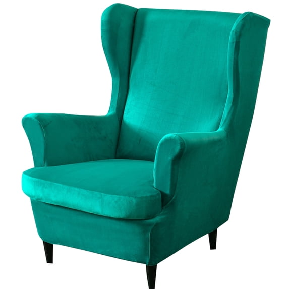 CJC Wingback Chair Covers 2-Piece Stretch Wing Chair Sofa Slipcover Velvet Armchair Covers Furniture Protector, 10 Colors