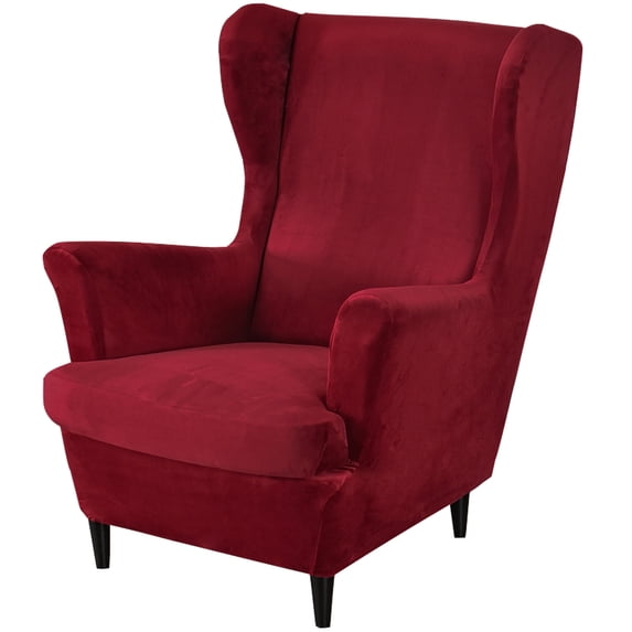 CJC Wingback Chair Covers 2-Piece Stretch Wing Chair Sofa Slipcover Velvet Armchair Covers Furniture Protector, 10 Colors