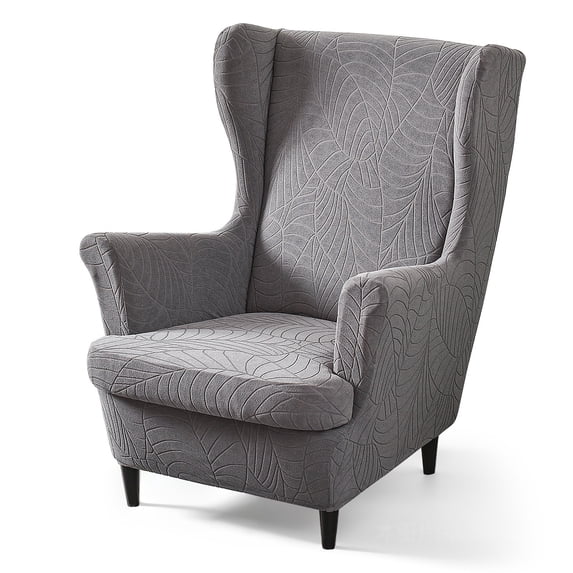 CJC Wingback Chair Slipcover, 2-Piece Stretch Wing Back Chair Cover with Cushion Cover, Armchair Covers Furniture Protector for Living Room Bedroom (Dark Gray)