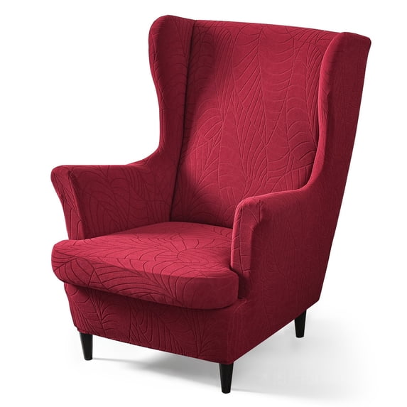 CJC Wingback Chair Slipcover, 2-Piece Stretch Wing Back Chair Cover with Cushion Cover, Armchair Covers Furniture Protector for Living Room Bedroom (Red)