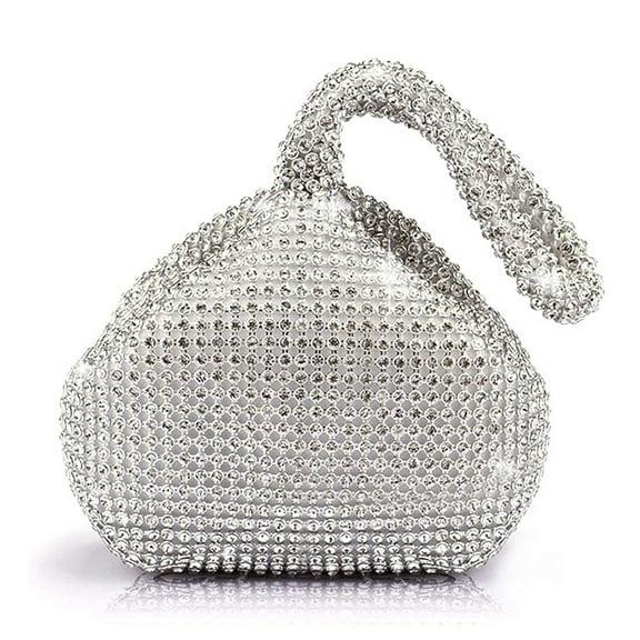 CJC Women's Triangle Bling Glitter Purse Crown Box Clutch Evening Luxury Bags Party Prom Wedding Purse (Small, Silver)