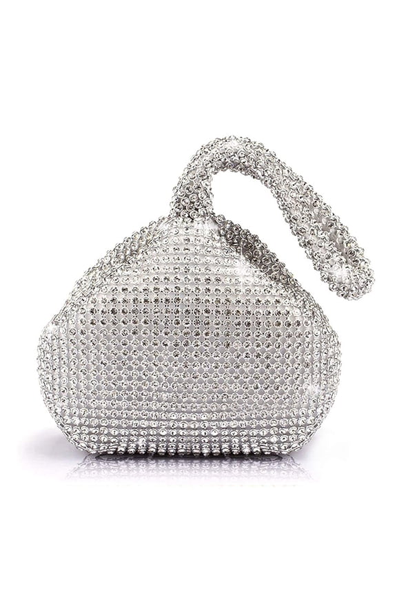 Women's Triangle Bling Glitter Purse Crown Box Clutch Evening Luxury Bags Party Prom Wedding Purse (Small, Silver)