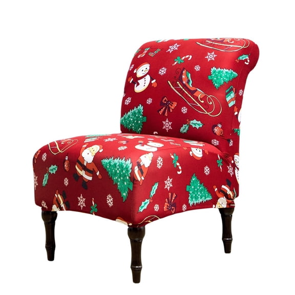 CJC Xmas Armless Accent Chair Cover Stretch Chair Slipcover Soft Slipper Chair Covers Furniture Protector for Living Dining Room Christmas Decor