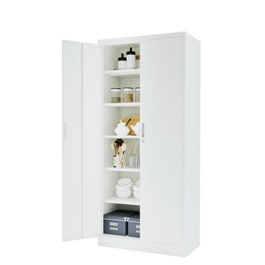 CJF Metal Storage Cabinet with Locking Doors and Shelves, 71" Large Garage Locker with 5 Adjustable Shelves, Steel File Cabinet for Office, Garage, Home & Pantry.