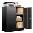 thumbnail image 1 of CJF Metal Storage Cabinet, Steel Locking Storage Cabinet with 2 Shelves for Home, Office, Garage, 36.2" H x 31.5" W x 15.7" D (Black), 1 of 10