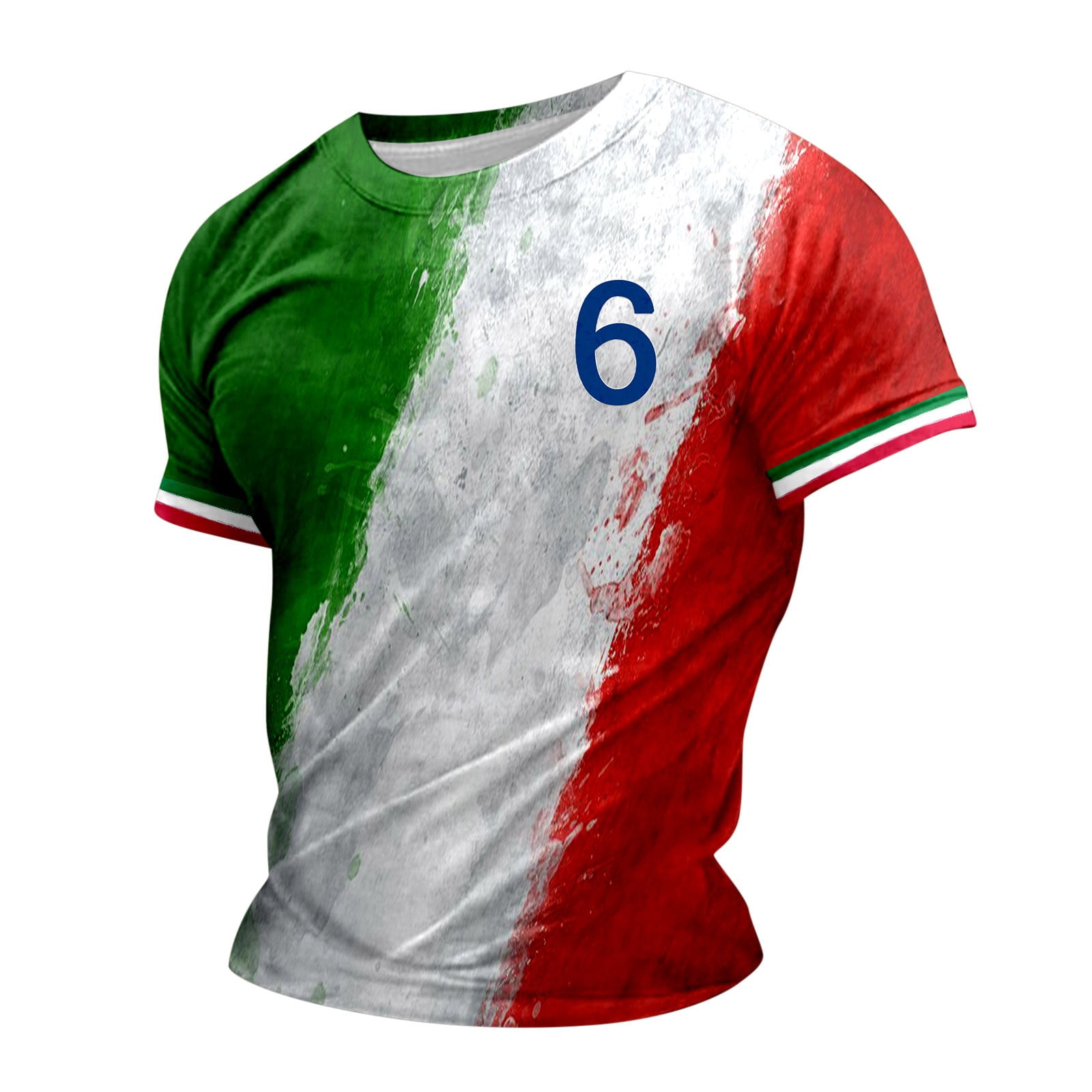 CJINGKQ Male Print Italy Theme Number Casual Crewneck Graphic Plus Size