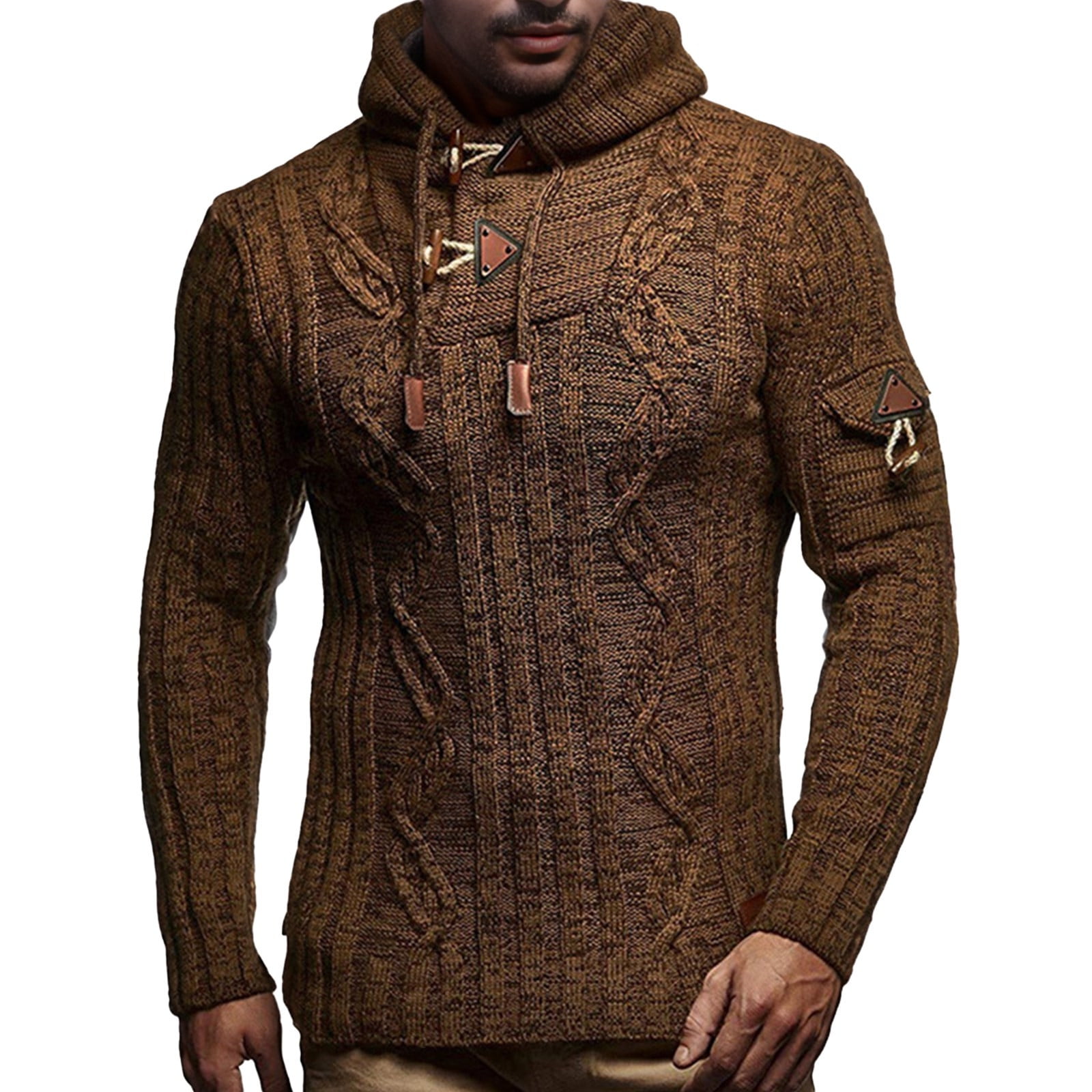 CJINGKQ Men's Knitted Stand up Collar Sweater Long Sleeved Slim Vintage