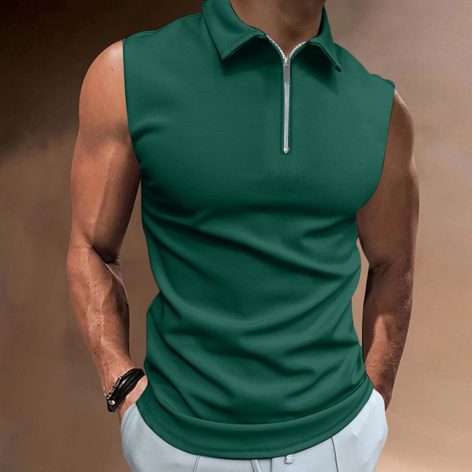 CJINGKQ Men's Sleeveless T Shirt Casual Solid Holiday Shirts Casual