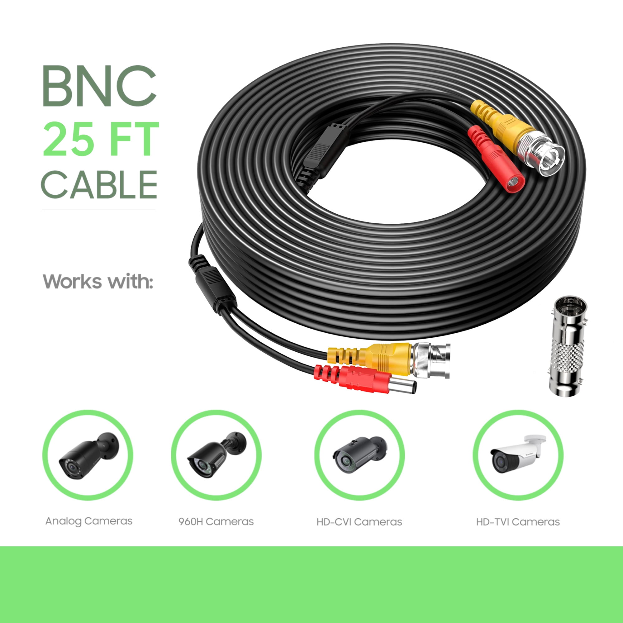 CJP-Geek 25FT All-in-One Security Camera Cable,Trustworthy Quality Fire ...