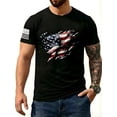 thumbnail image 1 of CJQCJQ Men's Ripped American Flag Short Sleeve Top, 4th of July Patriotic graphic tees men Apparel-Black,2XL, 1 of 3