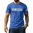 thumbnail image 1 of CJQCJQ Men's Stars and Stripes Freedom Text T-Shirt, Blue Short Sleeve Tee for Summer Freedom 250-Blue,XL, 1 of 3