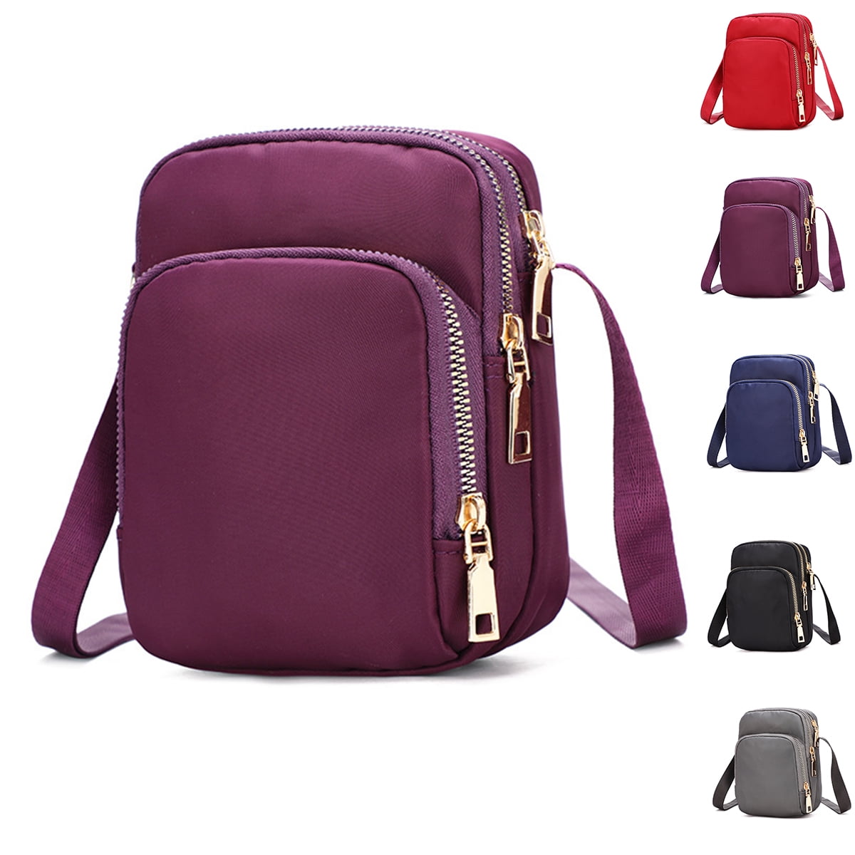 CJUAN Womens Mini Crossbody Bags Cell Phone Pouch Purse Casual Water Resistant Shoulder Bag Multi Compartment Wallet Pouch Purple