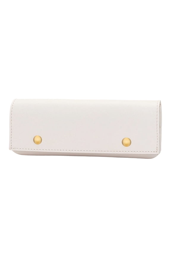Cream White Pencil Case, PU Leather Stationery Pouch with Clamshell Buckle, Large Capacity Desk Organizer for Office & Teen Campus Supplies