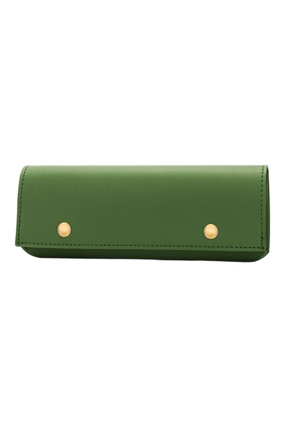 Sage Green Pencil Pouch, Water-Resistant Leather Pen Box with Flip Cover, Large Desktop Accessory Bag for Academic Study & Work Reminders