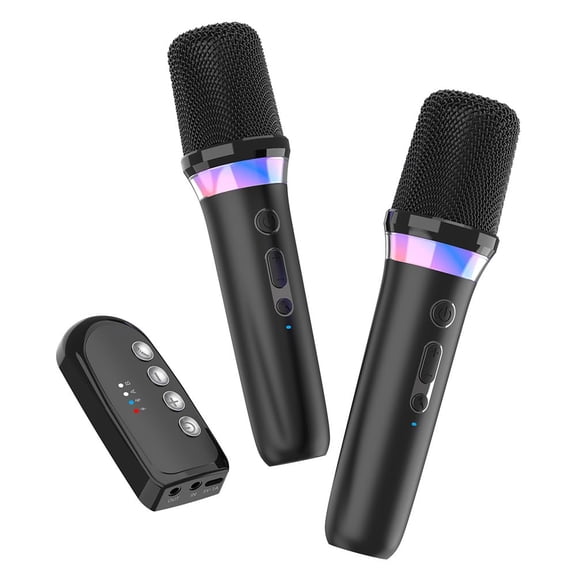 CJYGEGE Car Karaoke Microphone,Dual Handheld Rechargeable Mic with 3.5mm Aux in and Out Receiver,Volume Control Karaoke Microphone for Singing, Speech, Home Party, YouTube/Tiktok(Black)