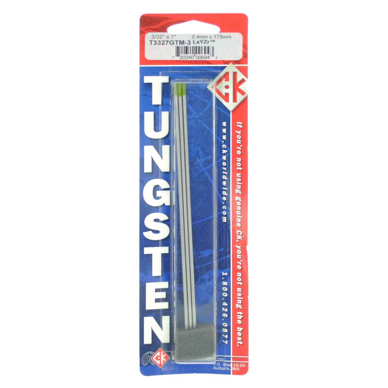 CK T3327GTM3 LaYZr Tungsten Electrode 3/32" x 7", 3 pack