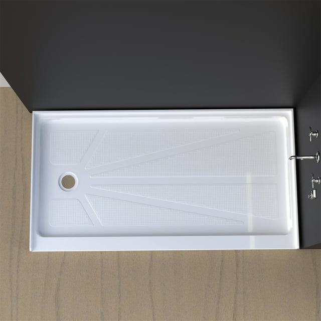 CKB 60 in. L x 30 in. W Left Drain Shower Base, Single Threshold Shower