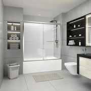 CKB Bathtub Sliding Doors, Semi-Frameless Bypass Tub Doors, 56-60 inch W x 56 inch Height, 1/4 inch Tempered Safety Glass, Brushed Nickel