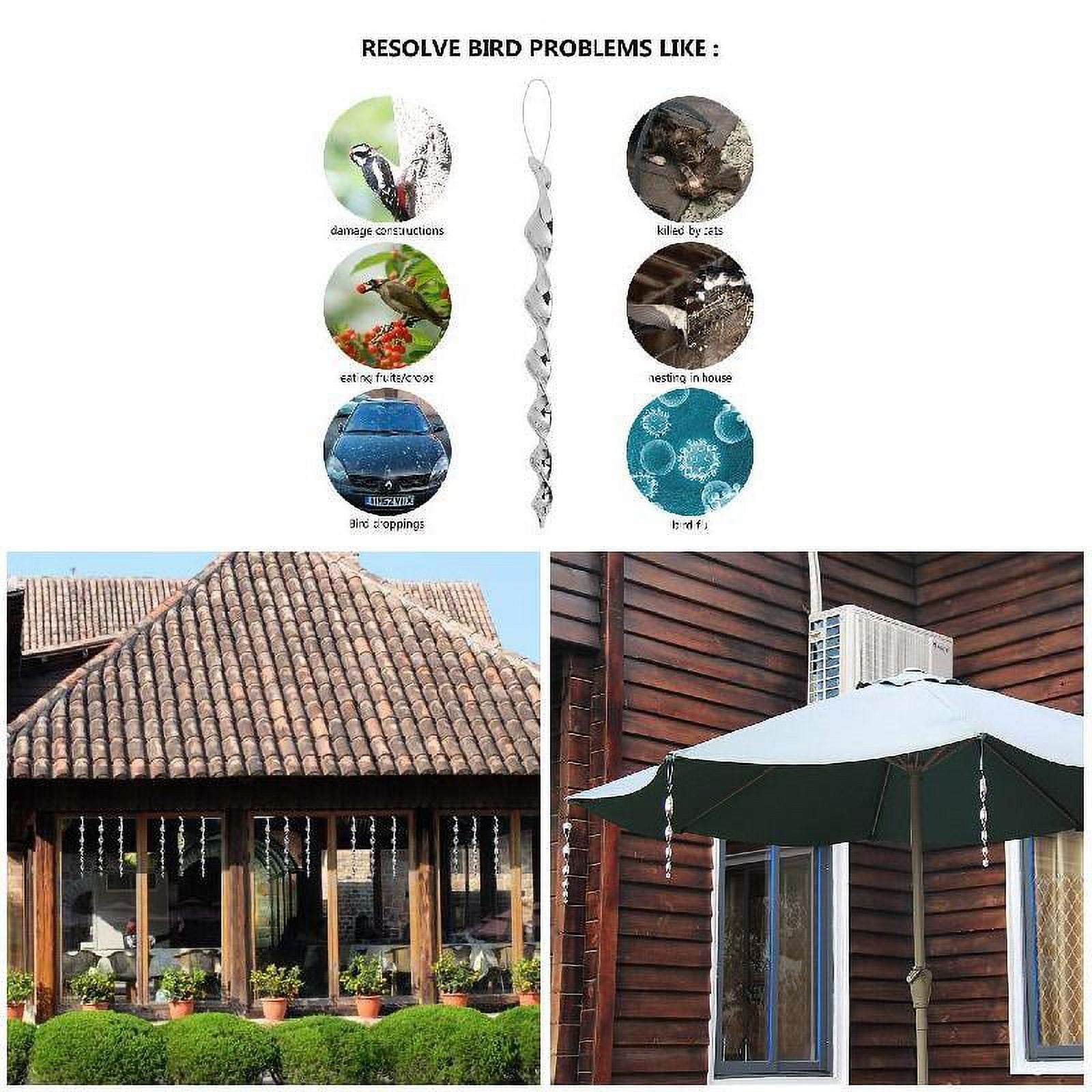 CKCL 10 Pcs/Set Bird Scare Rods Spiral Wind Effective Hanging Birds