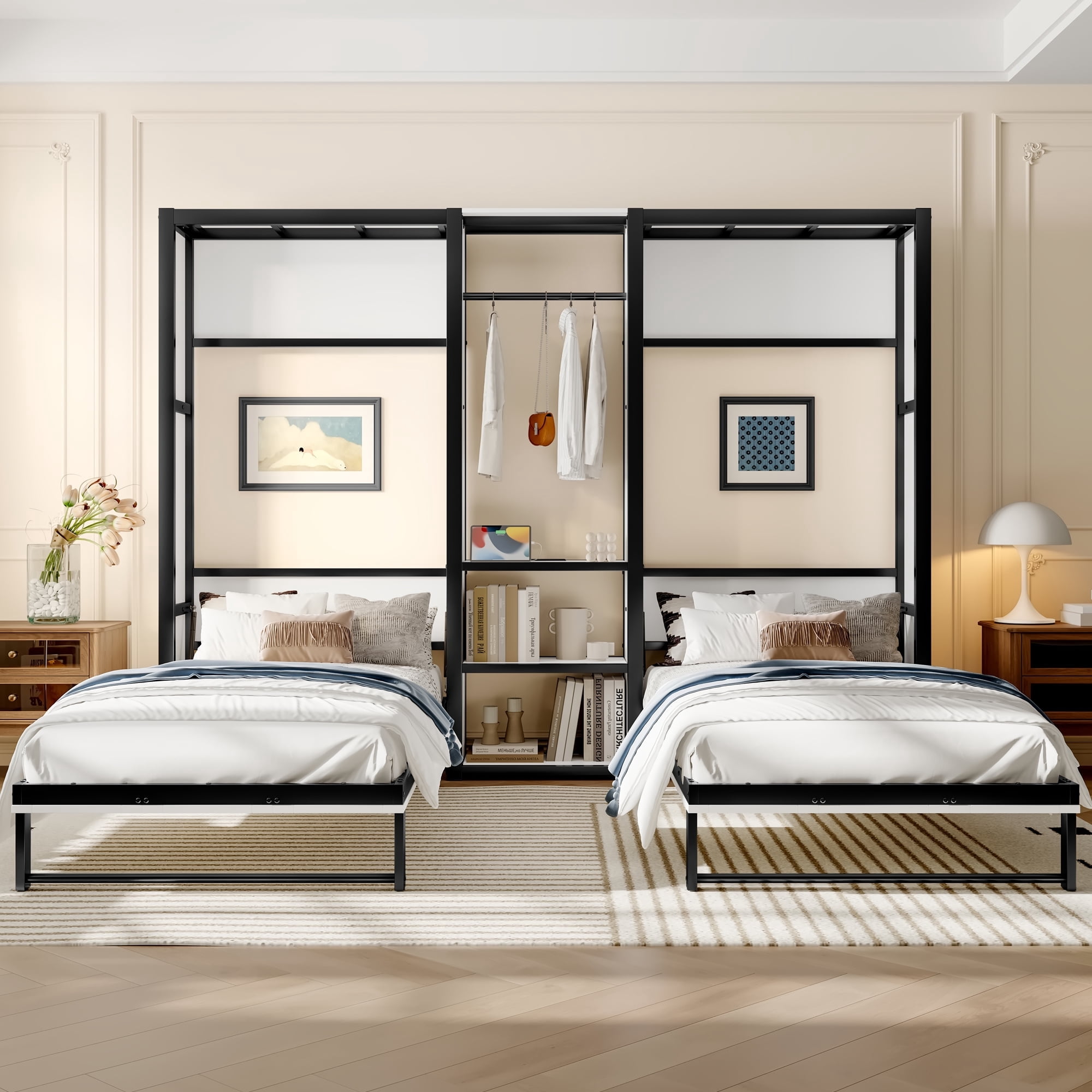 Visual Reference: Ckeasean 2 In 1 Twin And Twin Murphy Bed With