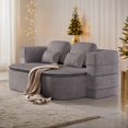 thumbnail image 1 of 75'' Convertible Floor Folding Couch, 2-in-1 Sleeper Sofa Bed with Memory Foam, Foldable Sofa with 4 Pillows & Blanket for Living Room, Apartment, No Assembly Needed, 1 of 9