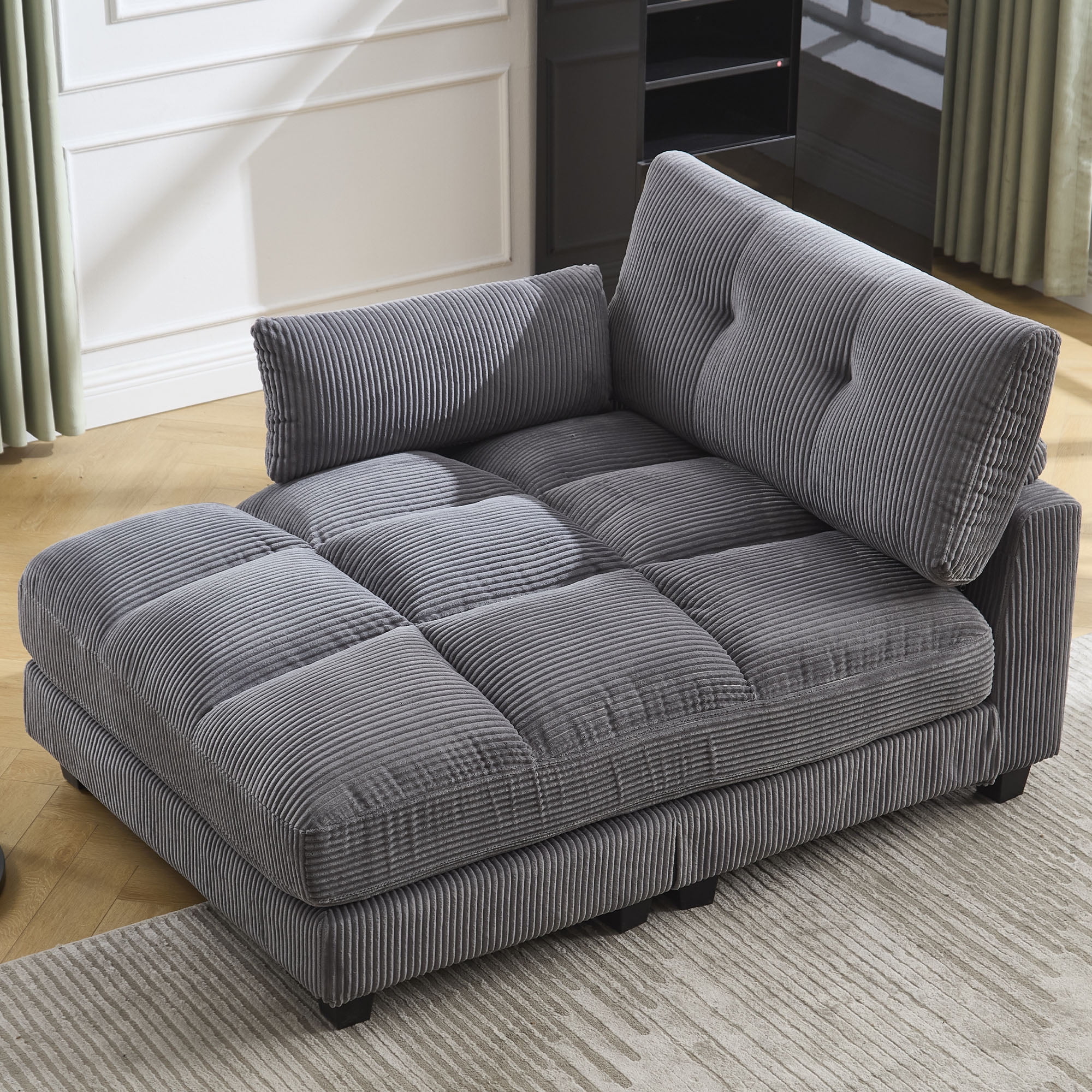 CKEASEAN 44'' Oversized Chaise Lounge Chair Indoor with Cup Holder ...