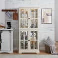 thumbnail image 1 of CKEASEAN 69"H Glass Curio Display Cabinet, Classic Storage Cabinet with 4 Glass Doors & Adjustable Shelves, elegant metal embossed handles, Display Case with E26 Bulb Included for Living Room/Office, 1 of 14