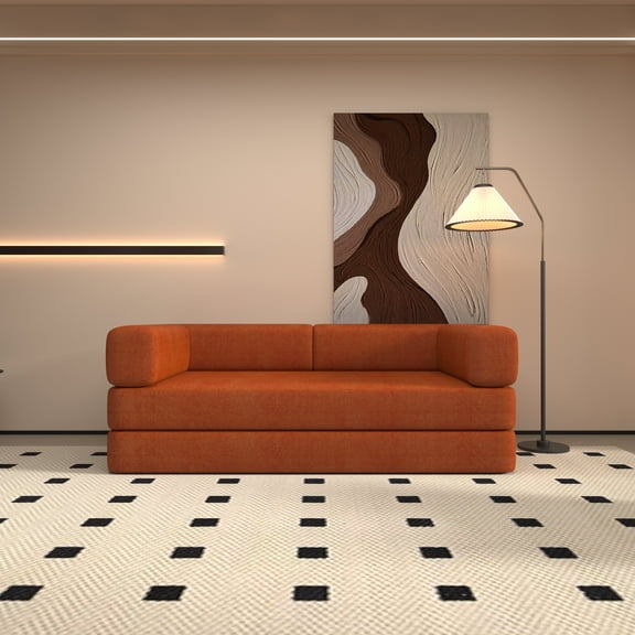 CKEASEAN 78.7" King Size Corduroy Convertible Folding Sleeper Sofa Bed, 4-in-1 DIY Combination Modular Sofa, No Assembly Required, Fold Out Futon Lounge in a Box for Living Room