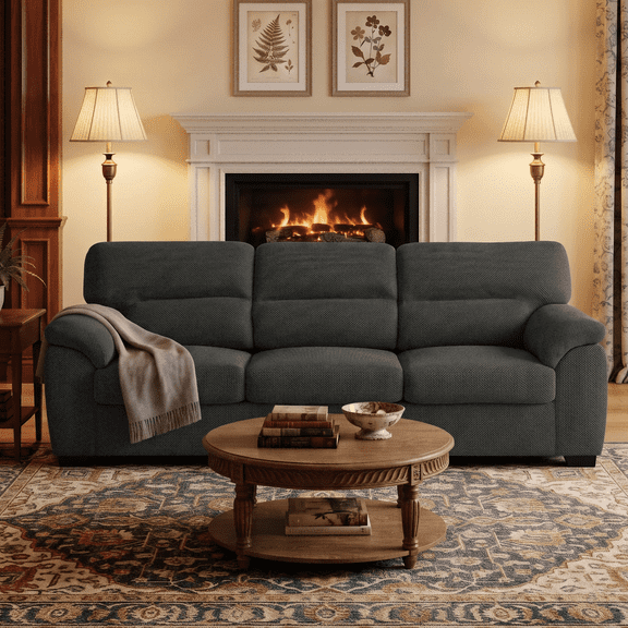 CKEASEAN 81" Moedrn 3-Seater Upholstered Sofa Couches, Oversized Textured Fabric Cloud Couch with Wide/Thick Armrest & Back, Comfy Deep Seat Sofa with Wood Frame, Easy Clean for Living Room, Bedroom
