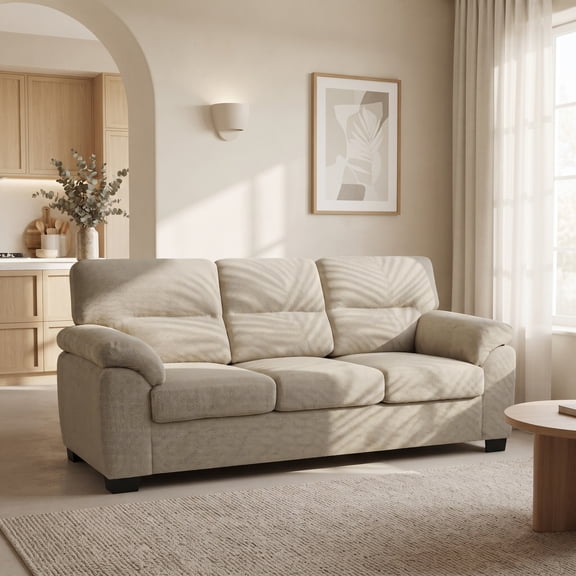 CKEASEAN 81" Moedrn 3-Seater Upholstered Sofa Couches, Oversized Textured Fabric Cloud Couch with Wide/Thick Armrest & Back, Comfy Deep Seat Sofa with Wood Frame, Easy Clean for Living Room, Bedroom