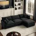 thumbnail image 1 of CKEASEAN Chenille Modular Sectional Sofa with Movable Ottoman, 102" Comfy L Shaped Cloud Sectional Couch, Deep Seat Convertible 3-Seater Couches for Living Room, Apartment, Easy Assembly, 1 of 21