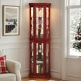 thumbnail image 1 of CKEASEAN Corner Curio Cabinet with Light Bulb, Tempered Glass Doors, Floor Standing Glass Display Cage with 6 Tempered Glass Shelves, Wine Cabinet Storage Rack for Bar and Liquor Storage, 1 of 10