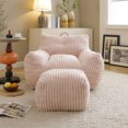 thumbnail image 1 of CKEASEAN Corduroy Bean Bag Chair with Filler, 27.5'' Comfy Cozy Bean Bag Chairs With Ottoman, Tufted Soft Stuffed Filling & Memory Foam, Fluffy and Lazy Sofa with Side Pocket for Relax/Gaming, 1 of 10