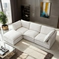 thumbnail image 1 of CKEASEAN L Shaped Modern Sofa Modular Sectional Cloud Couch, 99.3"W 4-Seat Chenille Deep Seat Sofa with Soft Pillow, Ottoman Included, Rack for Living Room, 1 of 10