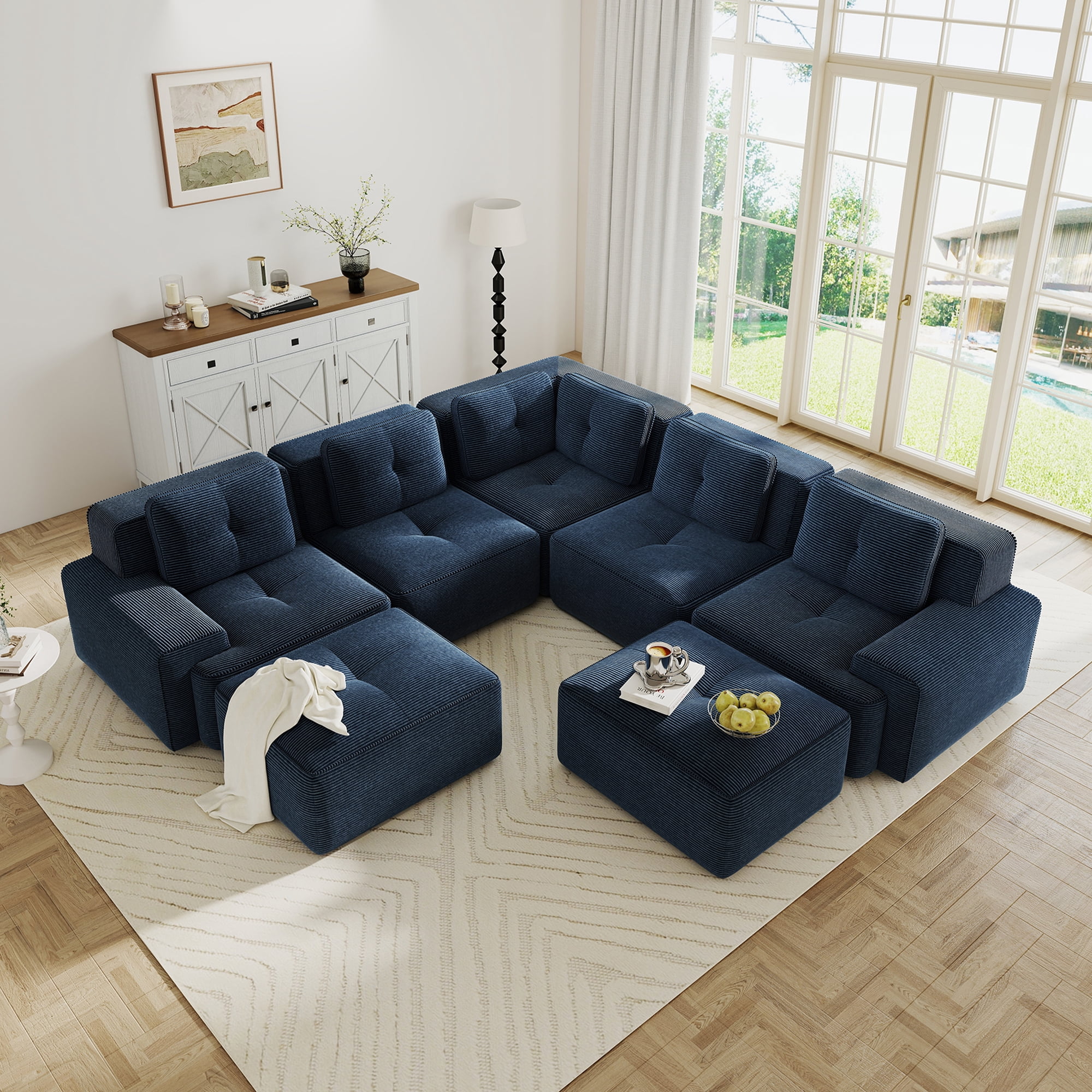 CKEASEAN Modular Sectional Sofa Corner Cloud Couch, 7 Seater Oversized ...
