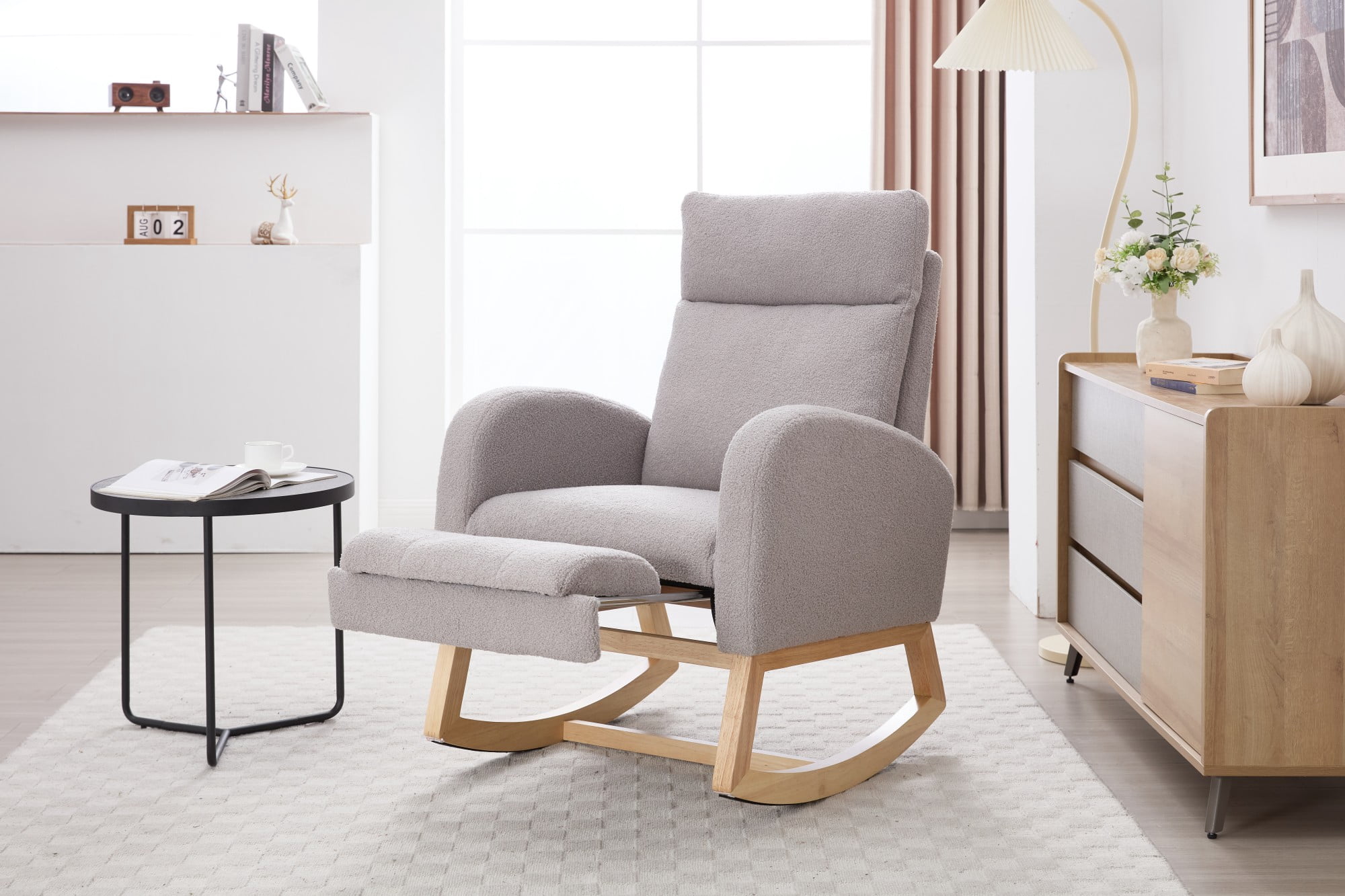 Momm Cozy Rocker CKEASEAN Teddy Nursing Rocking Chair with Adjustable Footrest, Modern ...