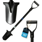 CKG Carbon Metal Detecting Shovel Digging Tool with Double Serrated Blade   Lightweight Digger Garden Root Cutter, Spade Professional Metal Detector Accessories, Gold Digger Shovel - Carbon Black