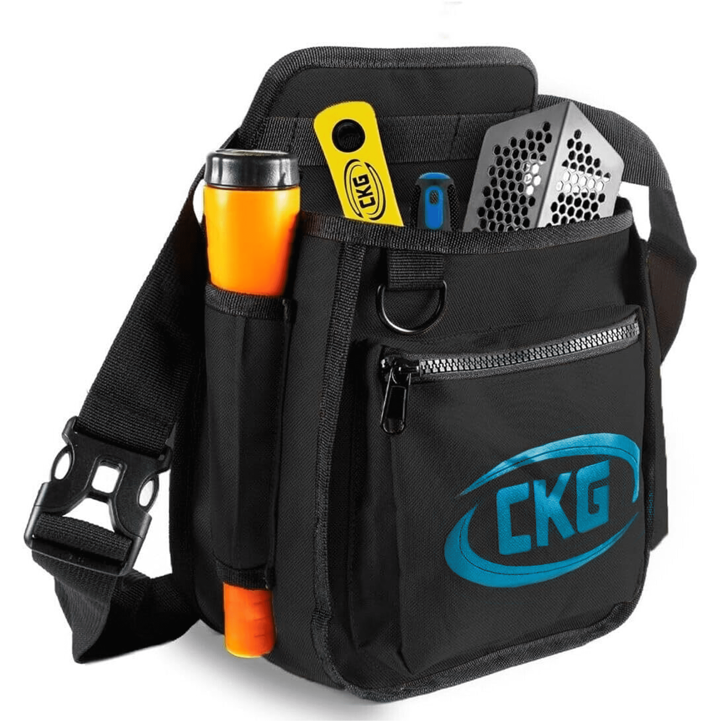 CKG Metal Detecting Finds Bag Waist Digger Pouch Tools Bag for Pinpointer, Black